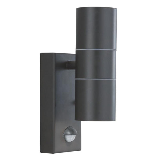 Searchlight Metro Outdoor Wall Light - Silk Black Metal & Glass 7008-2BK-LED