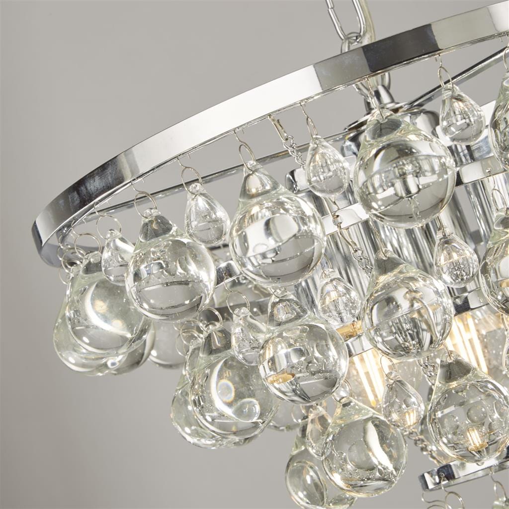 Searchlight Michelle 4Lt Pendant - 
Chrome with Rain Drop Glass 9634-4CC