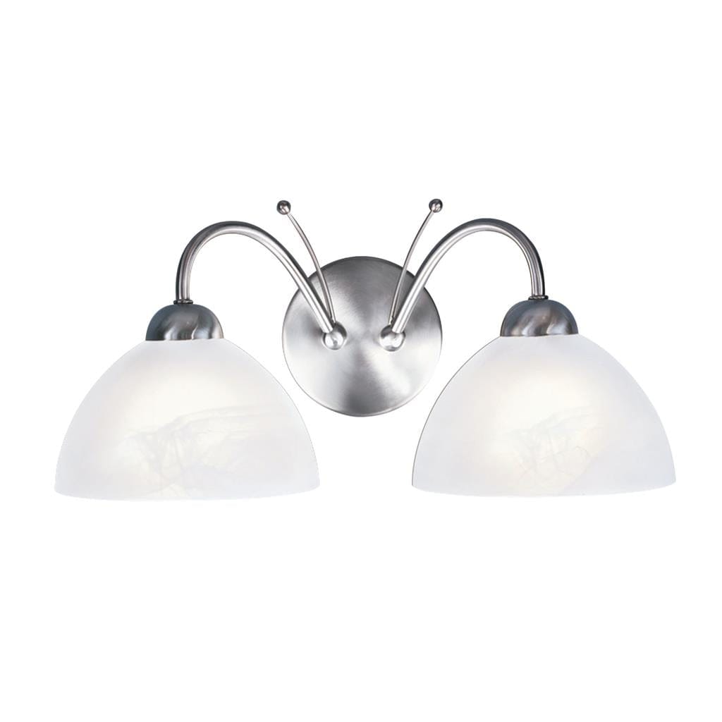 Searchlight Milanese 2Lt Wall Light - Satin Silver & Alabaster Glass 1132-2SS