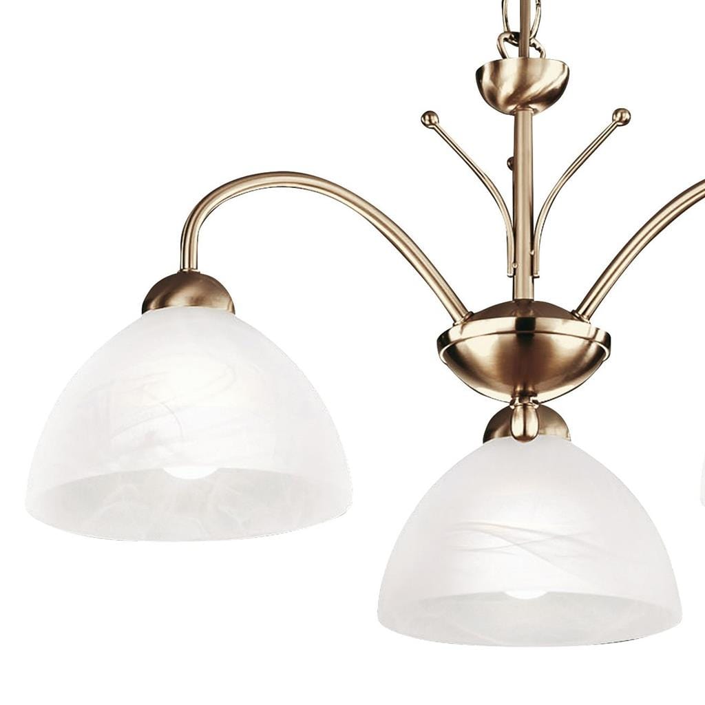 Searchlight Milanese 3Lt Pendant - Antique Brass Metal & Alabaster Glass 1133-3AB