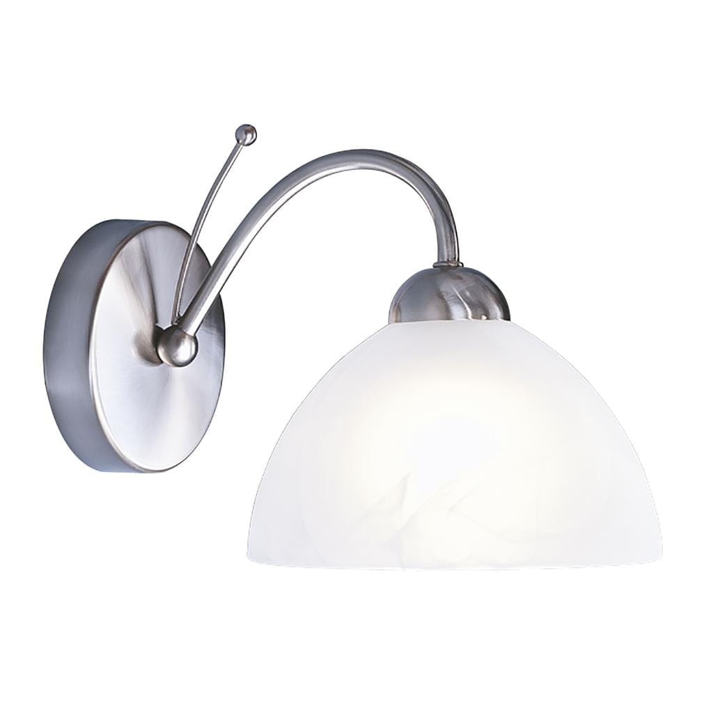 Searchlight Milanese Wall Light  - Satin Silver Metal & Alabaster Glass 1131-1SS