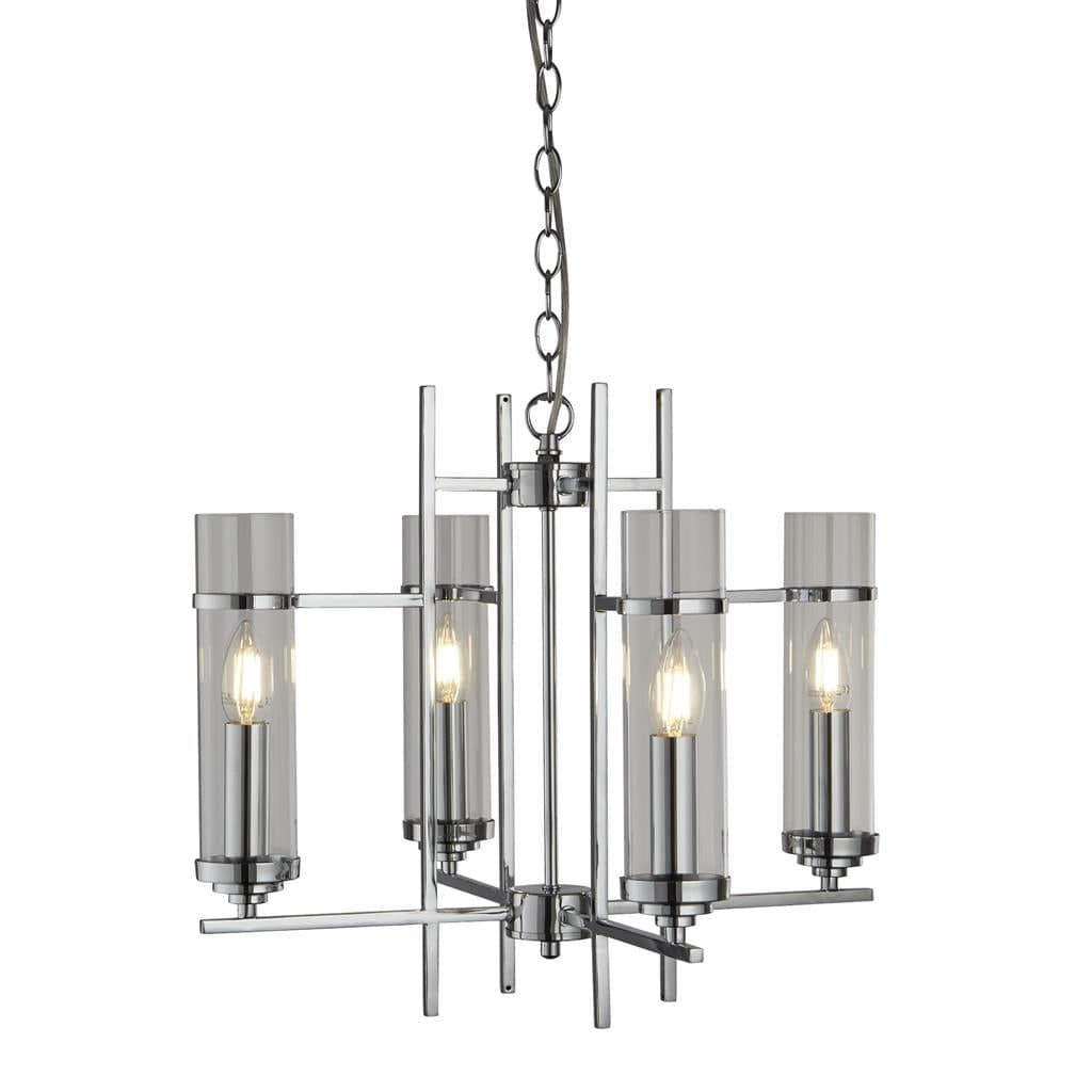 Searchlight Milo  4Lt Pendant  - Chrome Metal & Glass 3094-4CC