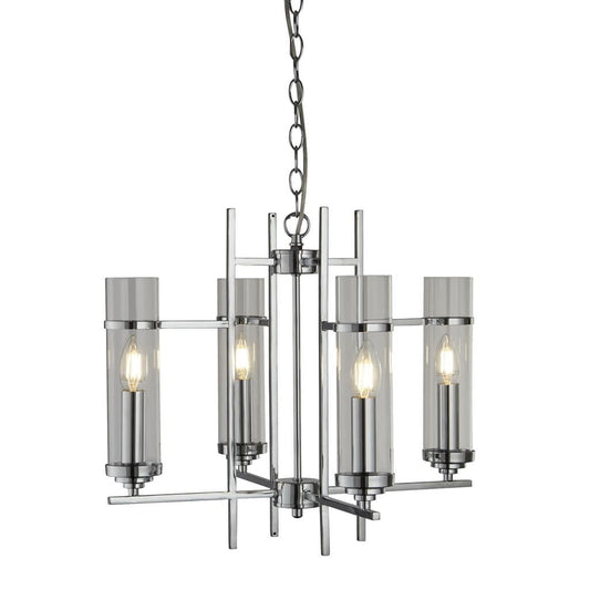 Searchlight Milo  4Lt Pendant  - Chrome Metal & Glass 3094-4CC