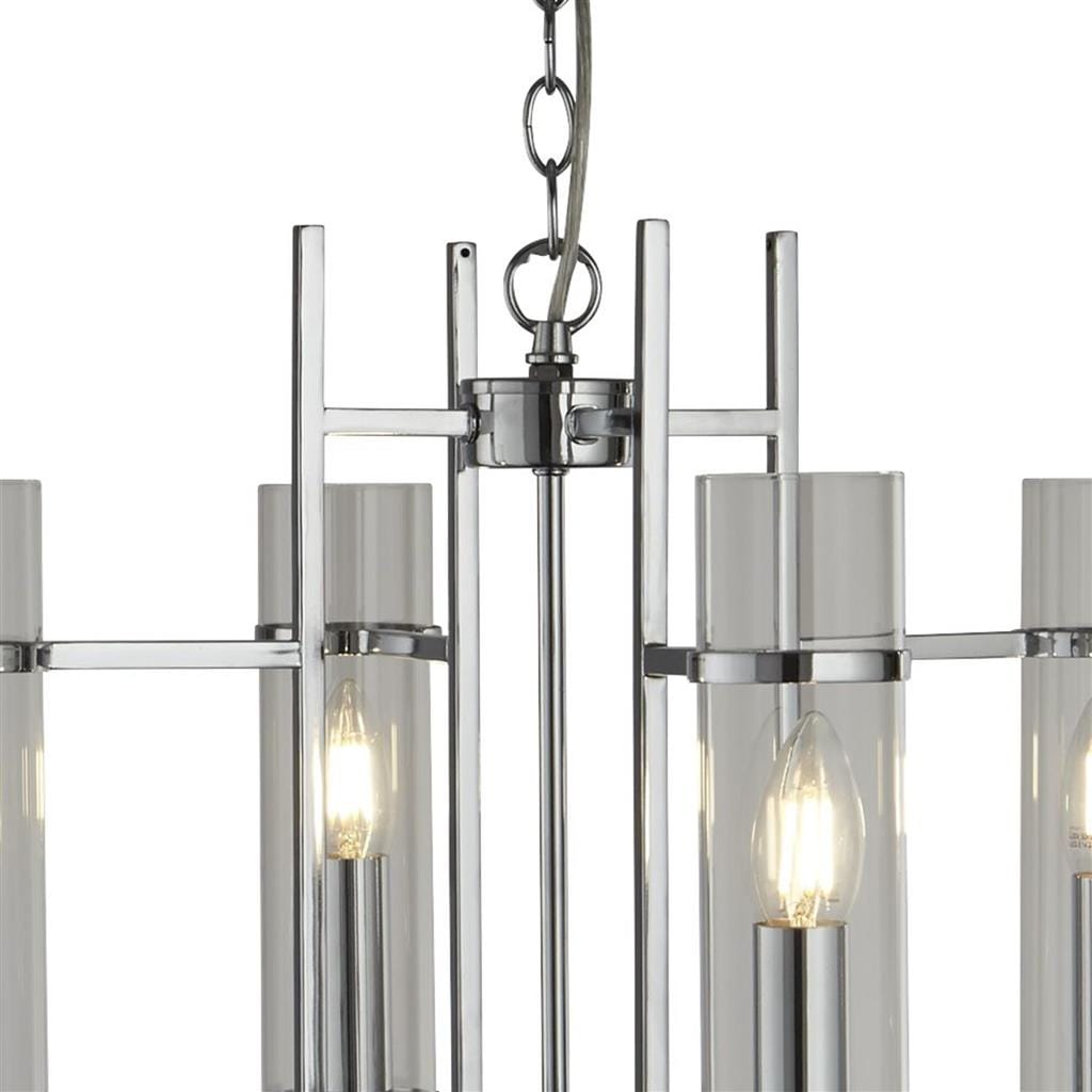 Searchlight Milo  4Lt Pendant  - Chrome Metal & Glass 3094-4CC