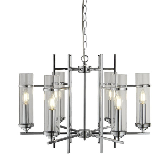 Searchlight Milo  6Lt Pendant - Chrome Metal & Glass 3096-6CC