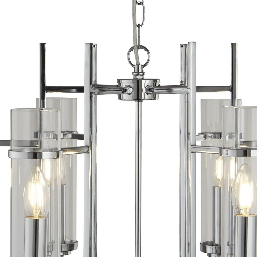 Searchlight Milo  6Lt Pendant - Chrome Metal & Glass 3096-6CC