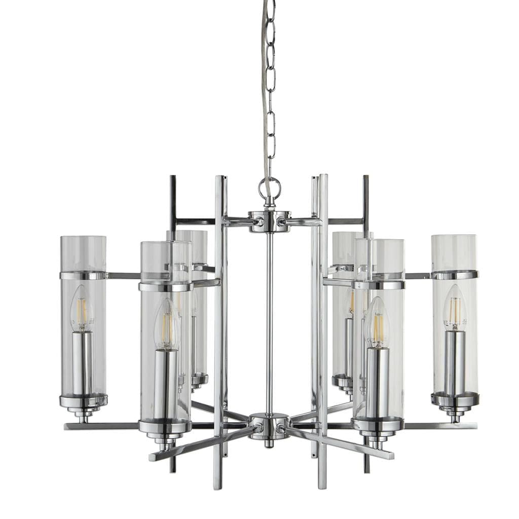 Searchlight Milo  6Lt Pendant - Chrome Metal & Glass 3096-6CC