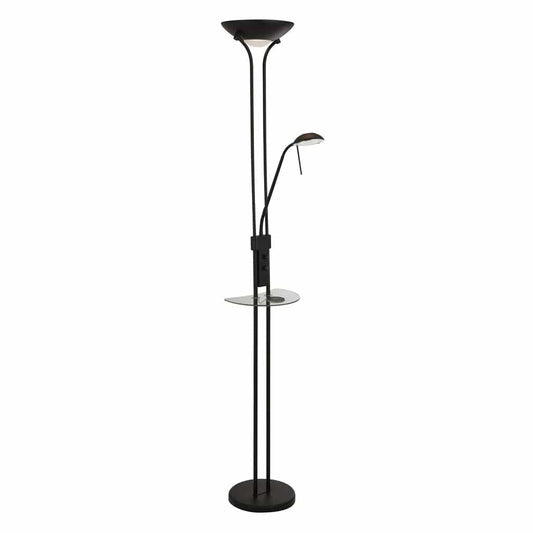 Searchlight Mother & Child Wireless USB Floor Lamp - Matt Black Metal 32019BK
