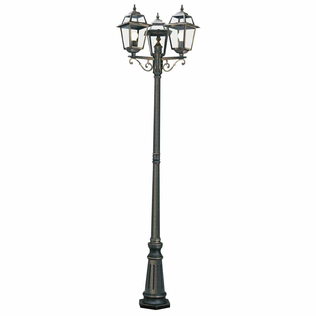 Searchlight New Orleans  Outdoor Post - Black Gold Metal & Glass 1528-3