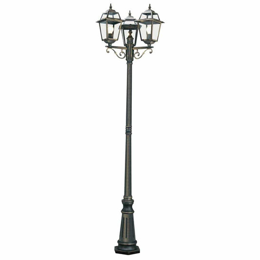 Searchlight New Orleans  Outdoor Post - Black Gold Metal & Glass 1528-3