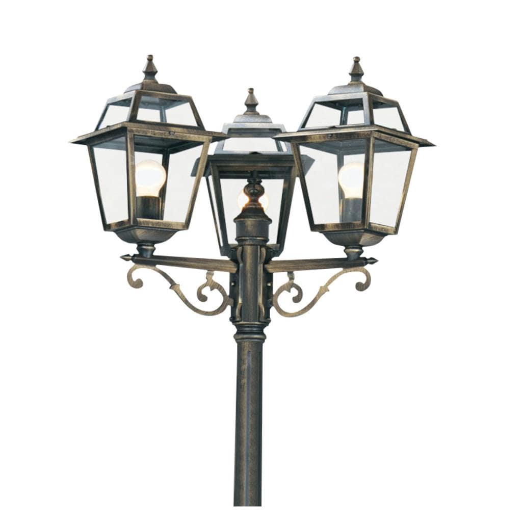 Searchlight New Orleans  Outdoor Post - Black Gold Metal & Glass 1528-3