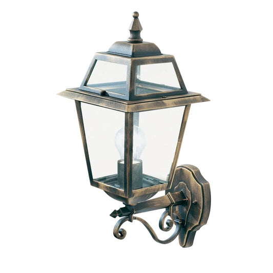 Searchlight New Orleans Outdoor Wall Light- Black Gold, Clear Glass,IP44 1521