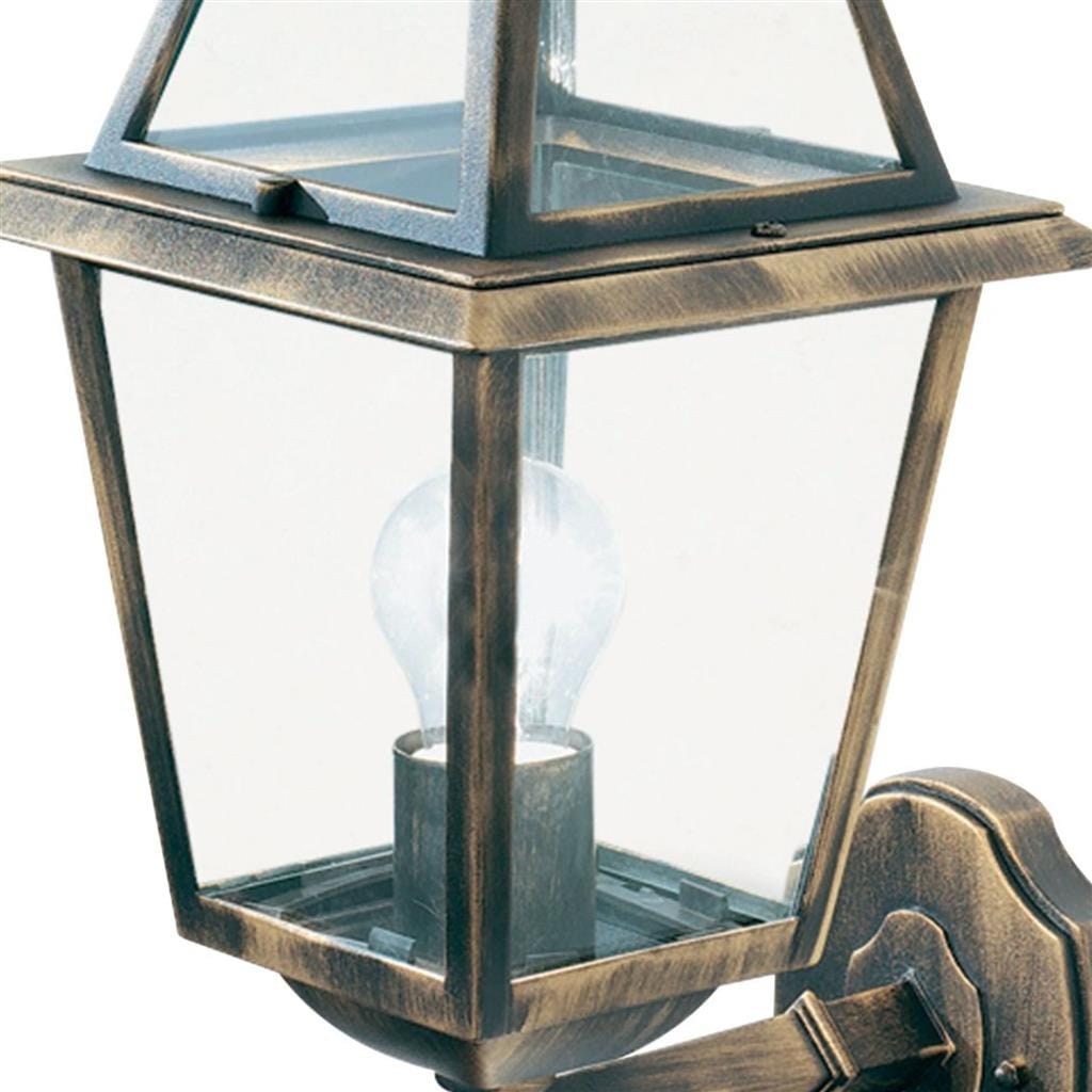 Searchlight New Orleans Outdoor Wall Light- Black Gold, Clear Glass,IP44 1521