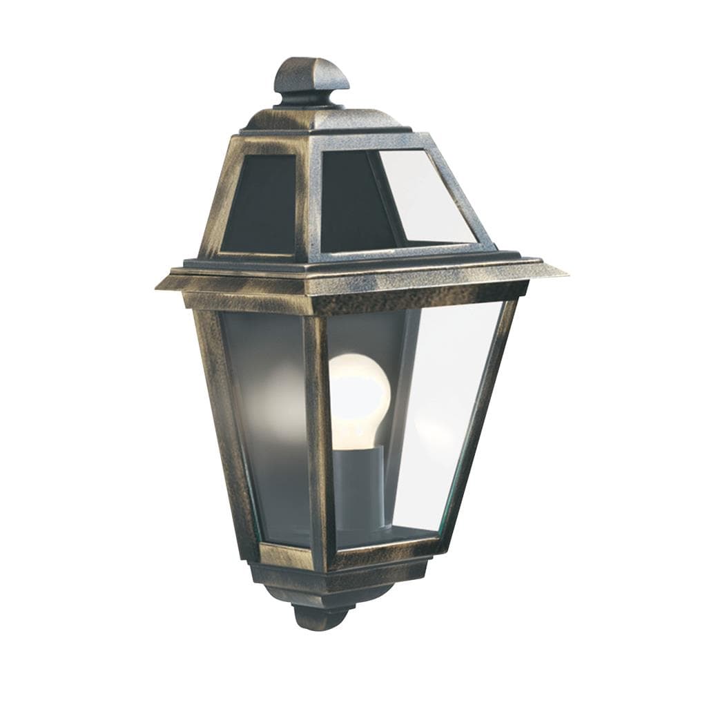 Searchlight New Orleans Outdoor Wall Light  -  Black Gold, Glass, IP44 1523