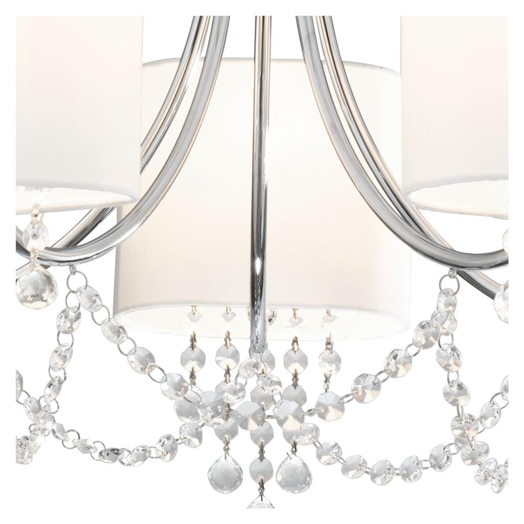 Searchlight Nina 5Lt Pendant - Chrome, Crystal & Fabric Shades 1055-5CC