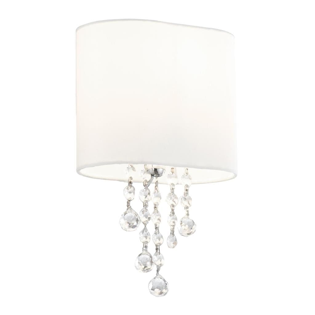 Searchlight Nina Wall Light  - Chrome, Crystal & Fabric Shade 1051-1CC