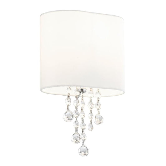 Searchlight Nina Wall Light  - Chrome, Crystal & Fabric Shade 1051-1CC