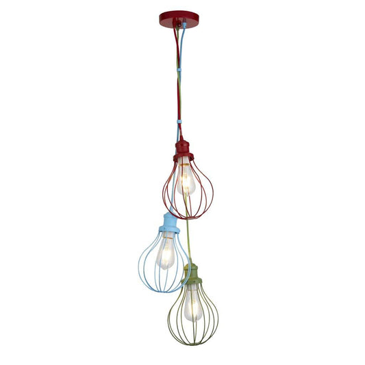 Searchlight Novelty 3Lt Pendant - Multi-Coloured Metal 4683-3