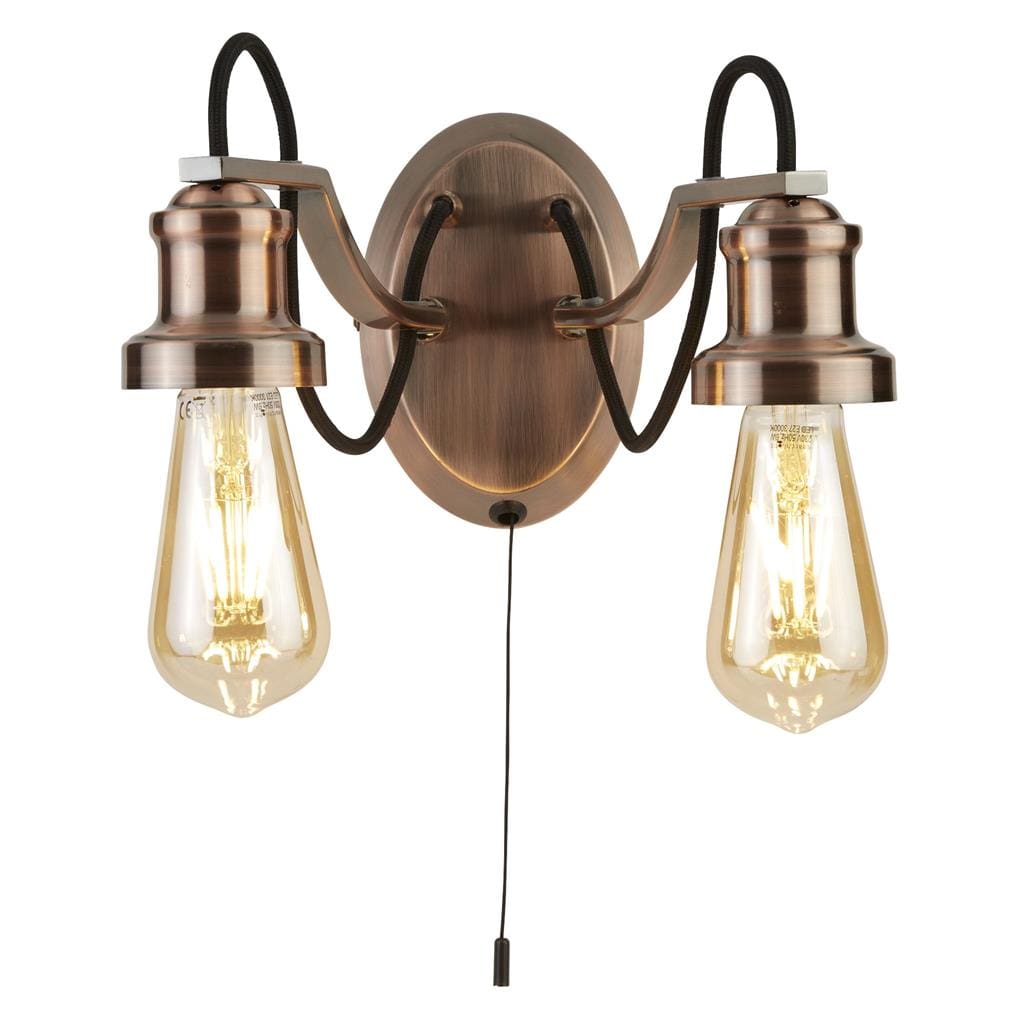 Searchlight Olivia 2Lt Wall Light - Antique Copper 1062-2CU