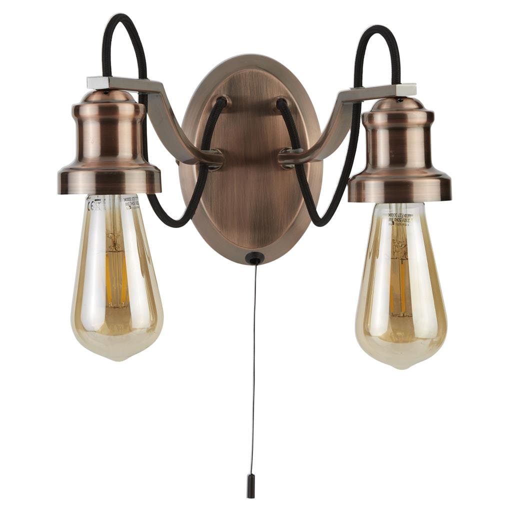 Searchlight Olivia 2Lt Wall Light - Antique Copper 1062-2CU