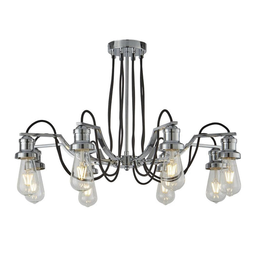 Searchlight Olivia 8Lt Pendant - Chrome & Black Braided Cable 1068-8CC