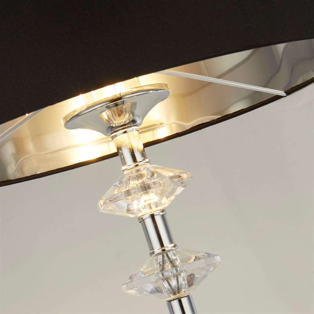 Searchlight Ontario Floor Lamp - Chrome Metal & Black Fabric Shade# 7650CC