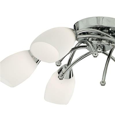 Searchlight Opera 6Lt Flush -Chrome Metal & Opal Glass 8186-6CC