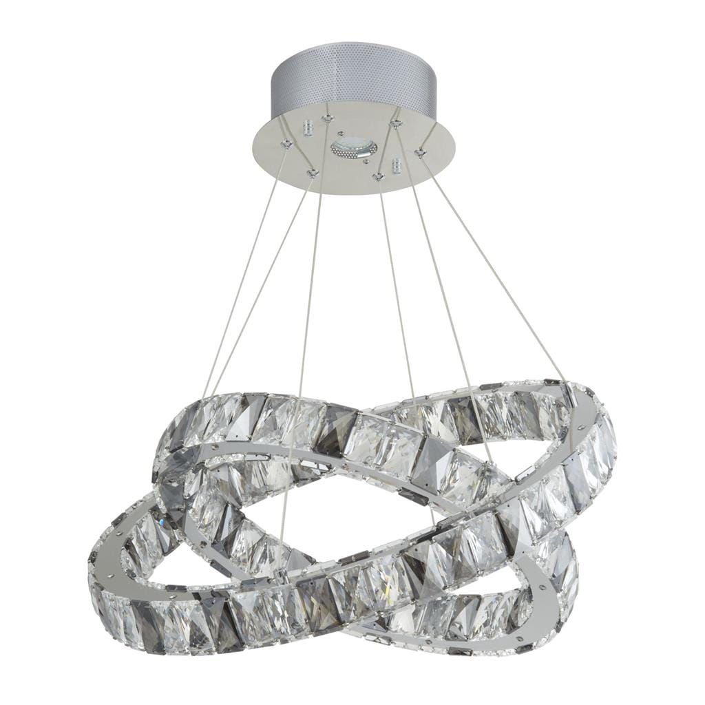 Searchlight Optica 2Lt LED Pendant - Clear & Smokey Crystal 4812-2CC