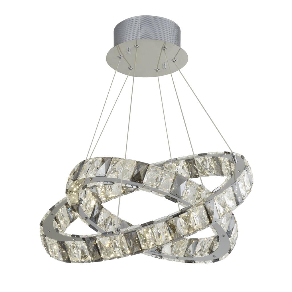 Searchlight Optica 2Lt LED Pendant - Clear & Smokey Crystal 4812-2CC