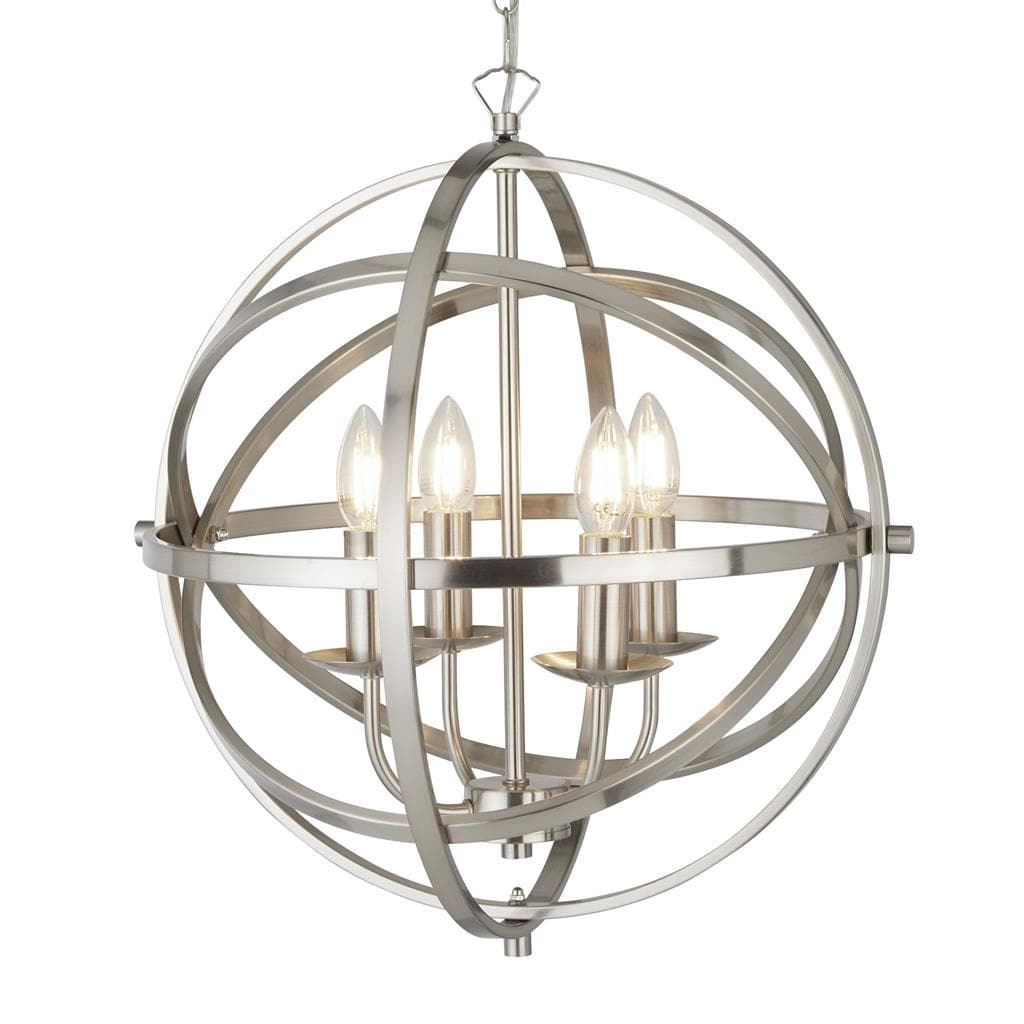 Searchlight Orbit 4Lt Pendant  - Satin Silver Metal 2474-4SS