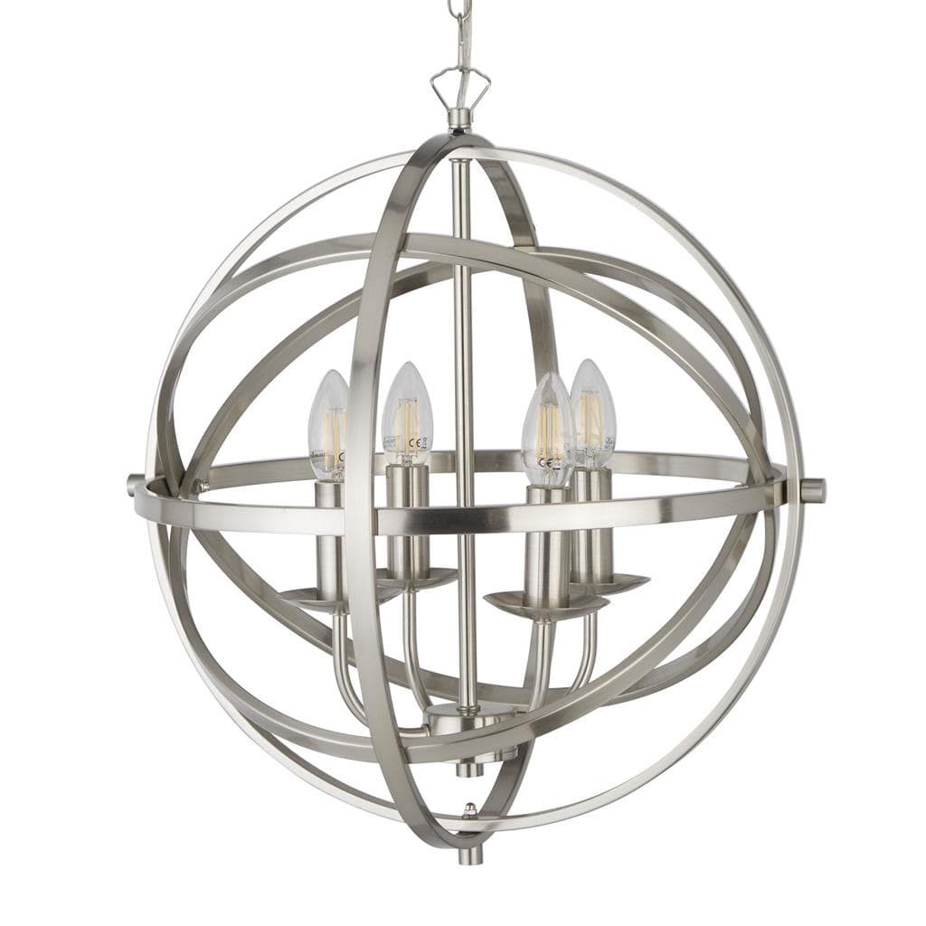 Searchlight Orbit 4Lt Pendant  - Satin Silver Metal 2474-4SS