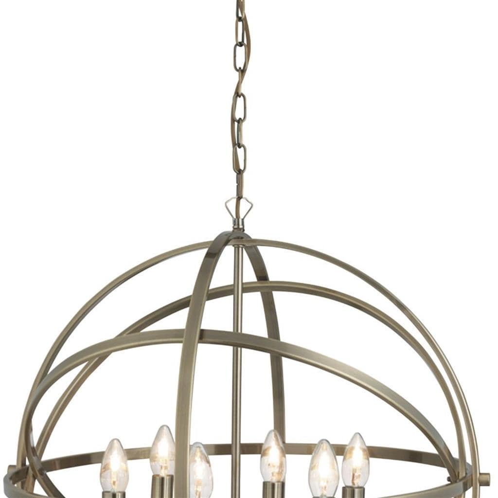 Searchlight Orbit 6Lt Pendant  - Antique Brass Metal 2476-6AB