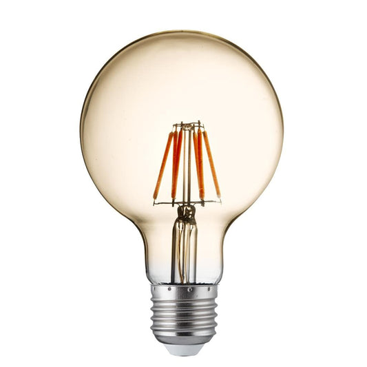 Searchlight Pack Of 5 Dimmable LED E27 Filament Globe Lamp - Amber Glass PL3227-6WW