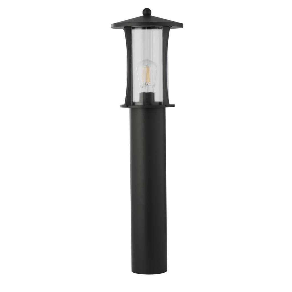 Searchlight Pagoda Outdoor Post - Black Metal & Clear Glass 8478-730