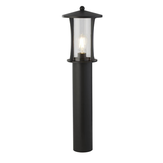 Searchlight Pagoda Outdoor Post - Black Metal & Clear Glass 8478-730