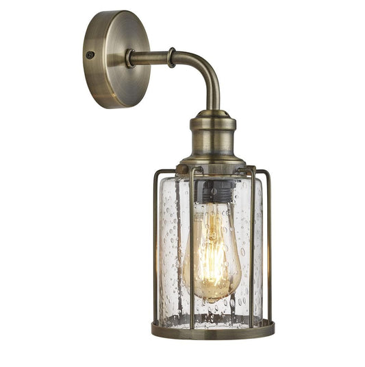 Searchlight Pipes  Wall Light  - Antique Brass Metal & Seeded Glass 1261AB