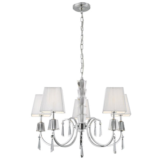 Searchlight Portico 5Lt Pendant - Chrome Metal, Acrylic & String Shades 6885-5CC