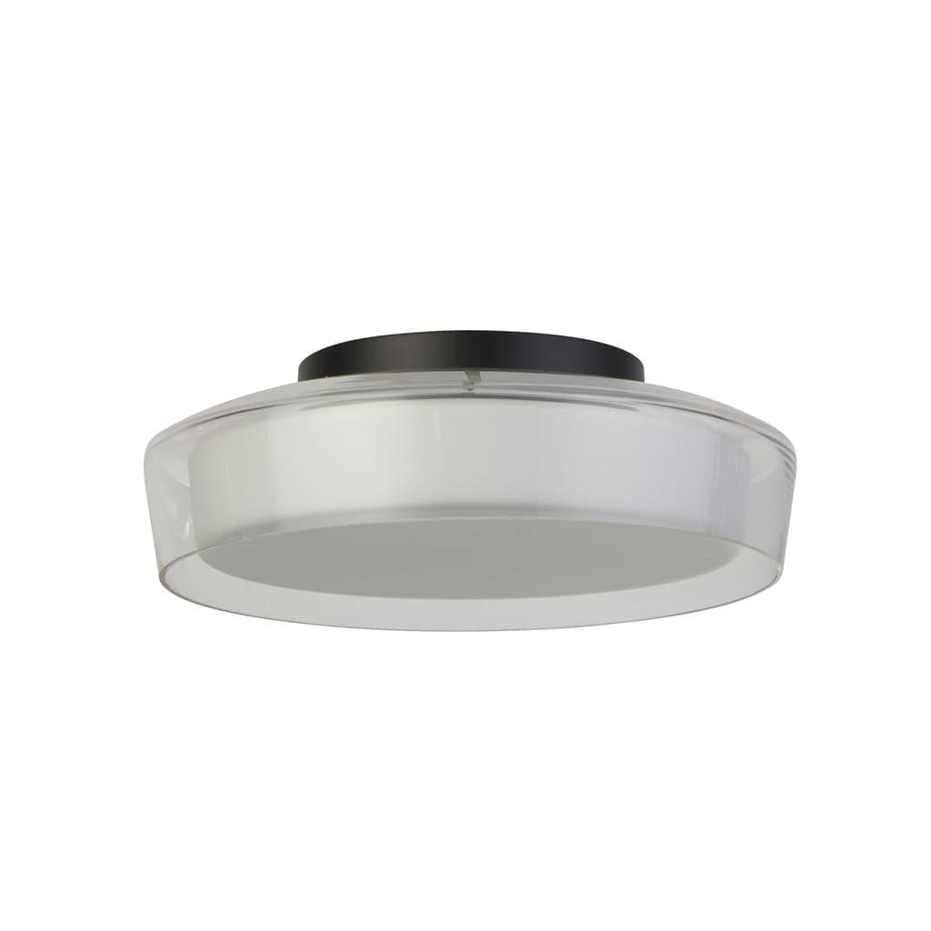 Searchlight Puck Flush  - Black Metal, Clear Outer & Opal Glass 60961BK