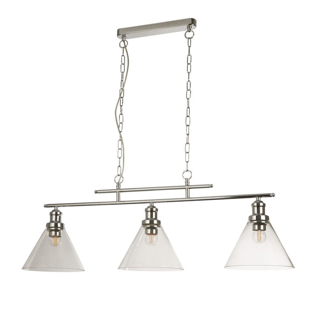 Searchlight Pyramid 3Lt Bar Pendant - Chrome Metal & Glass 1277-3CC