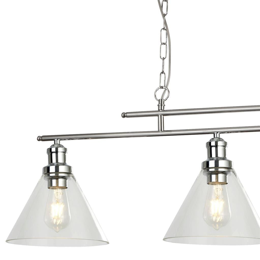 Searchlight Pyramid 3Lt Bar Pendant - Chrome Metal & Glass 1277-3CC