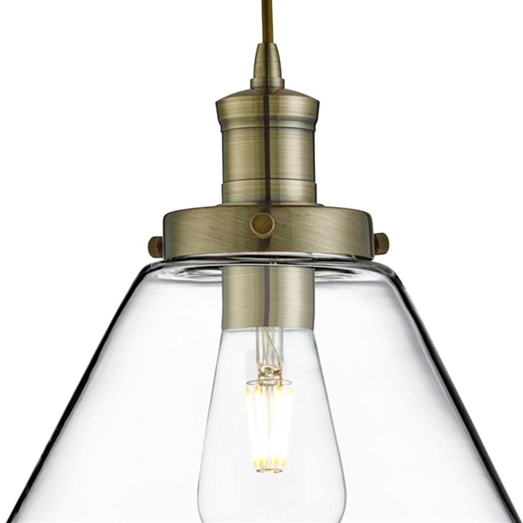 Searchlight Pyramid  Pendant  - Antique Brass Metal & Glass 3228AB