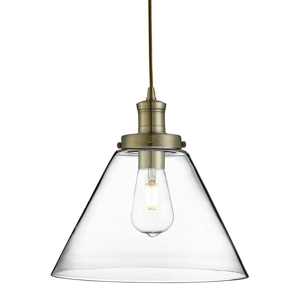 Searchlight Pyramid  Pendant  - Antique Brass Metal & Glass 3228AB