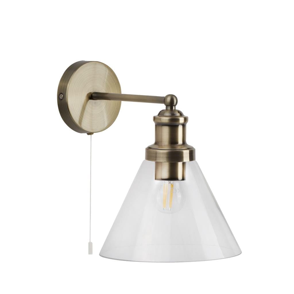 Searchlight Pyramid Wall Light  - Antique Brass Metal & Glass 1277AB