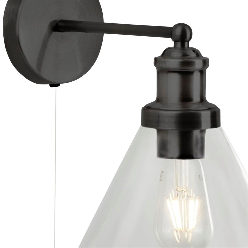 Searchlight Pyramid Wall Light  - Black Metal & Glass 1277BK