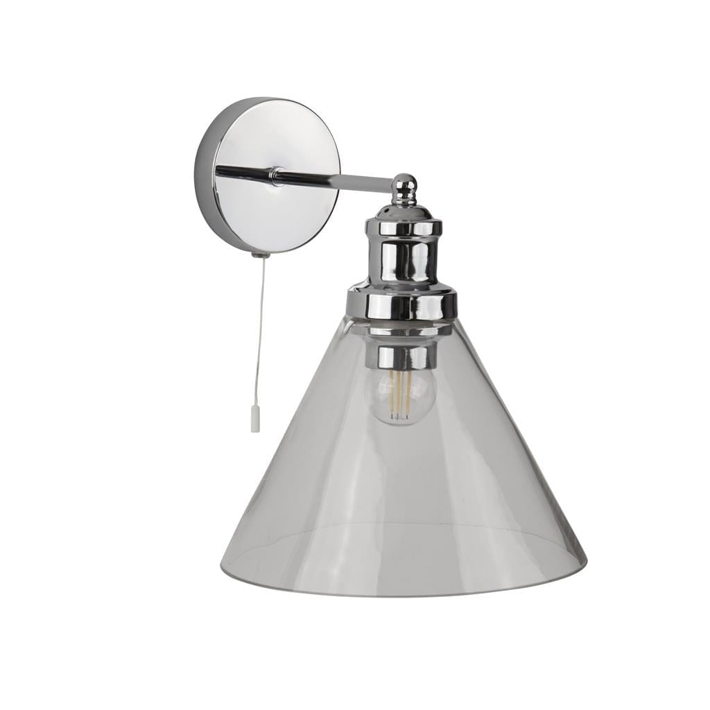 Searchlight Pyramid Wall Light  - Chrome Metal & Glass 1277CC