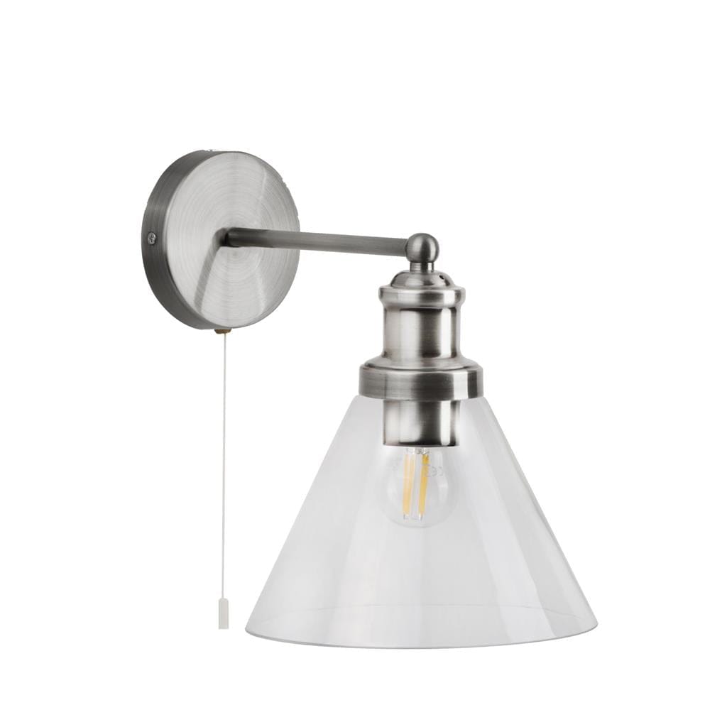 Searchlight Pyramid Wall Light - Satin Silver & Glass Shades 1277SS