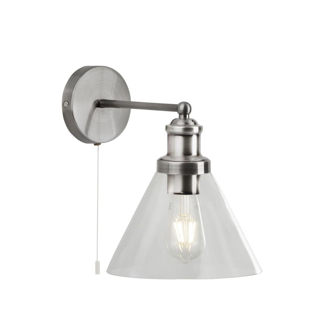 Searchlight Pyramid Wall Light - Satin Silver & Glass Shades 1277SS