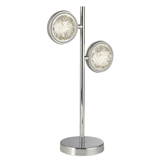 Searchlight Quartz 2Lt Table Lamp - Chrome & Bubble Glass 28701-2CC