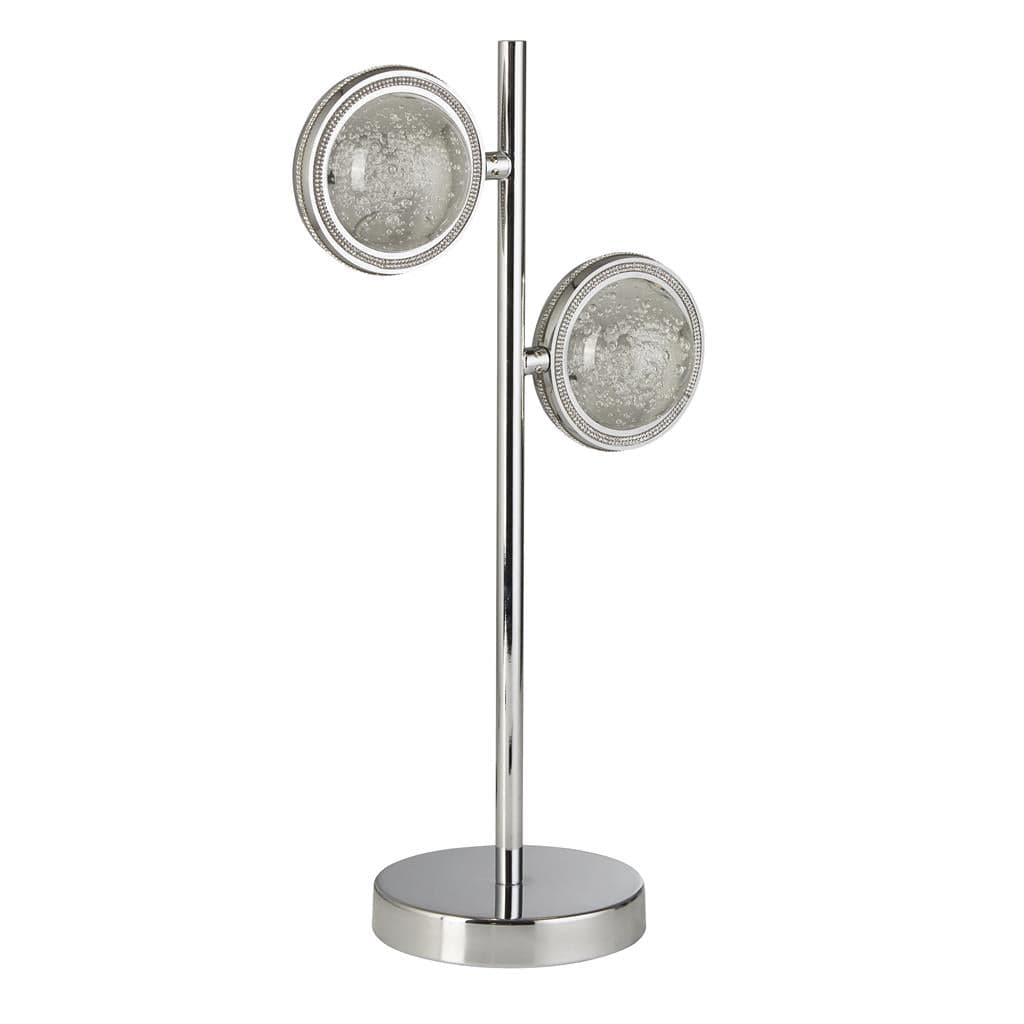 Searchlight Quartz 2Lt Table Lamp - Chrome & Bubble Glass 28701-2CC