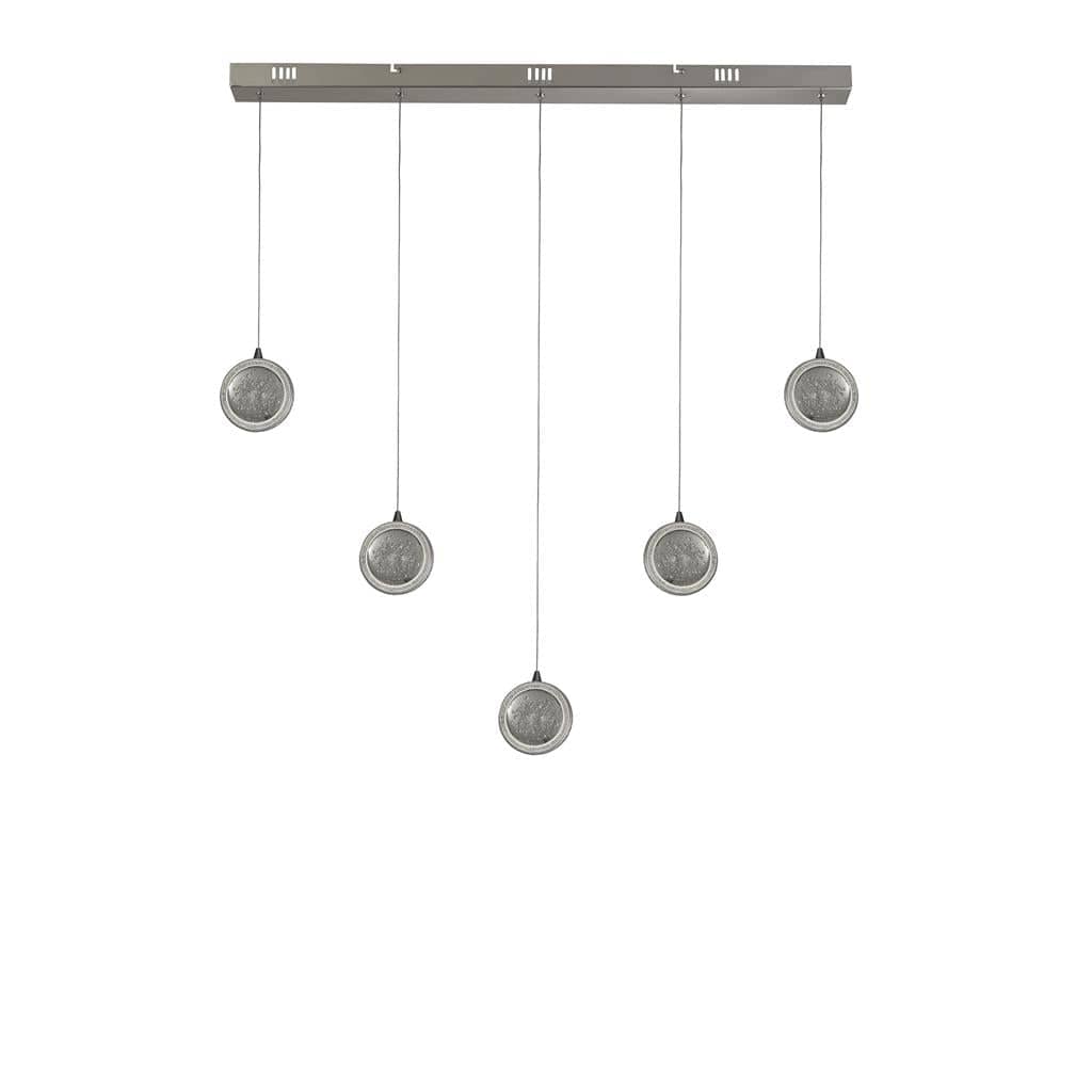 Searchlight Quartz 5Lt Bar Ceiling Pendant - Chrome & Bubble Glass 28702-5CC